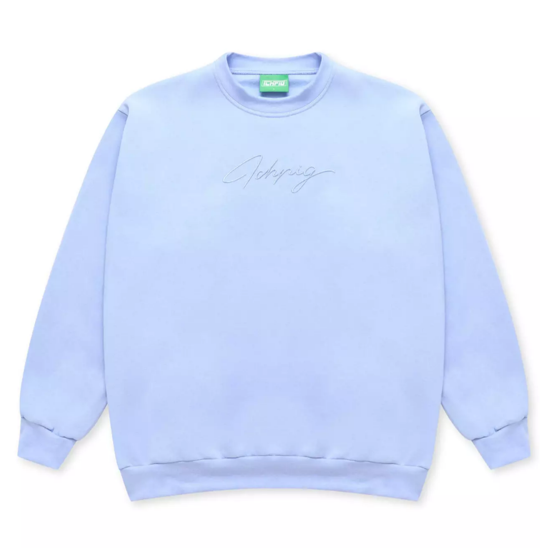 ICHPIG SCRIPT EMBROIDERY CREW SKY BLUE 3 ICHPIG SCRIPT EMBROIDERY CREW SKY BLUE