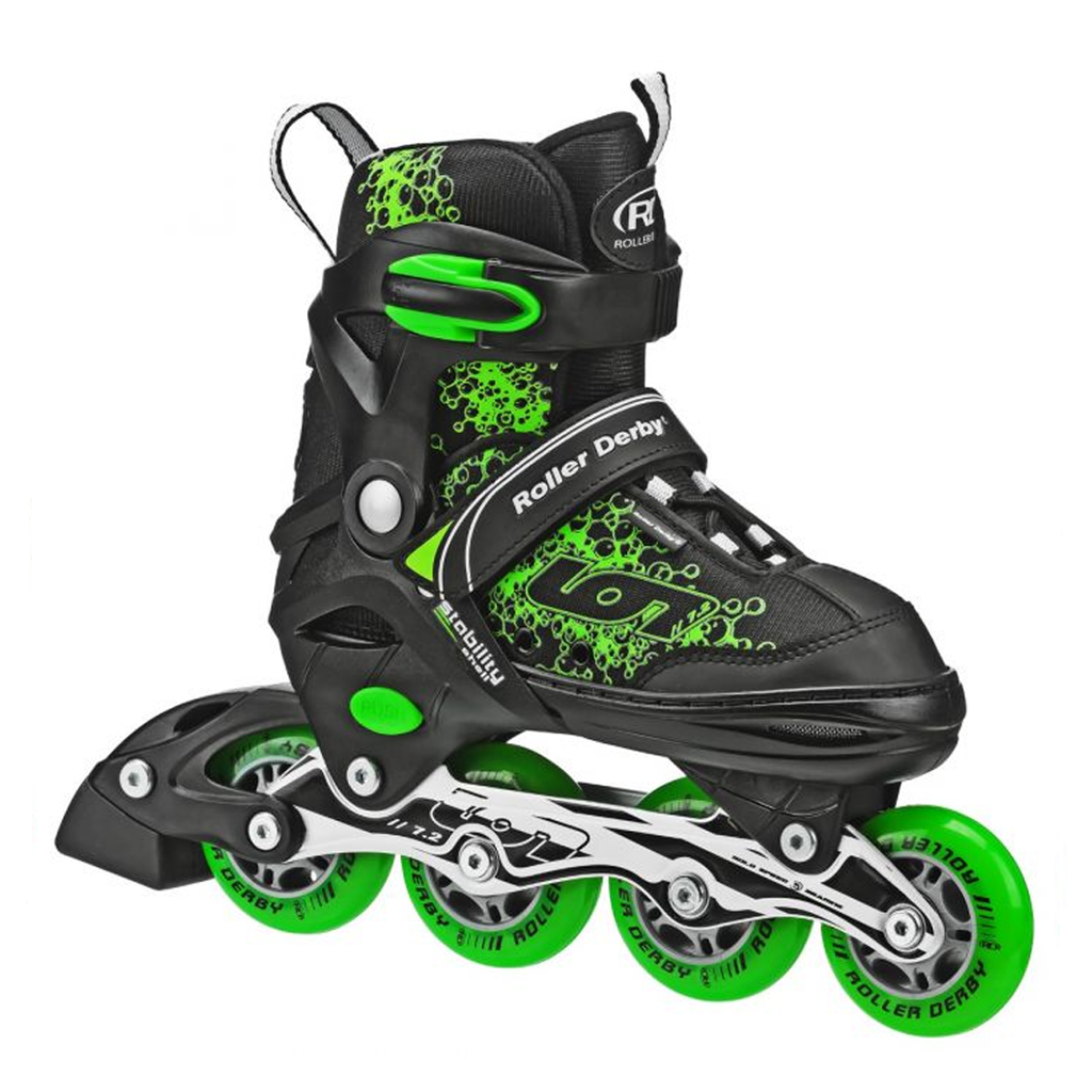 ROLLER DERBY ION 7.2 BOYS ADJUSTABLE INLINE SKATES - BLACK/GREEN 3 ROLLER DERBY ION 7.2 BOYS ADJUSTABLE INLINE SKATES - BLACK/GREEN