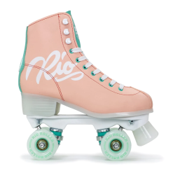 Moxi RIO ROLLER SCRIPT ROLLER SKATES - PEACH/GREEN -Ski Board Shop Rio Roller Script Skates Peach Green Side