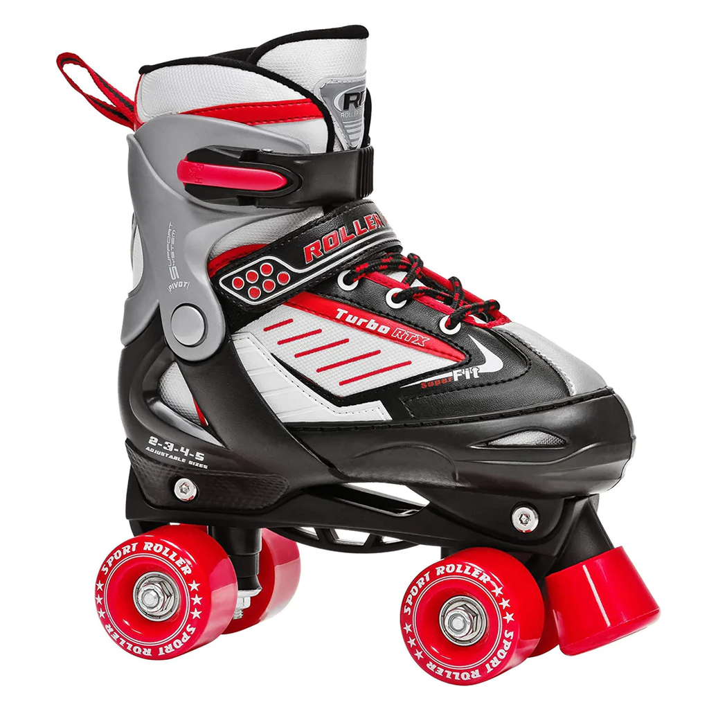 ROLLER DERBY TURBO RTX ADJUSTABLE YOUTH ROLLER SKATES - BLACK/RED 3 ROLLER DERBY TURBO RTX ADJUSTABLE YOUTH ROLLER SKATES - BLACK/RED