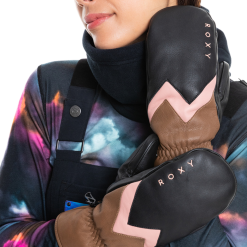 ROXY JETTY WOMENS LEATHER MITTS - WOODSMOKE 7 ROXY JETTY WOMENS LEATHER MITTS - WOODSMOKE -Ski Board Shop Roxy Jetty Leather Mitts Woodsmoke Model