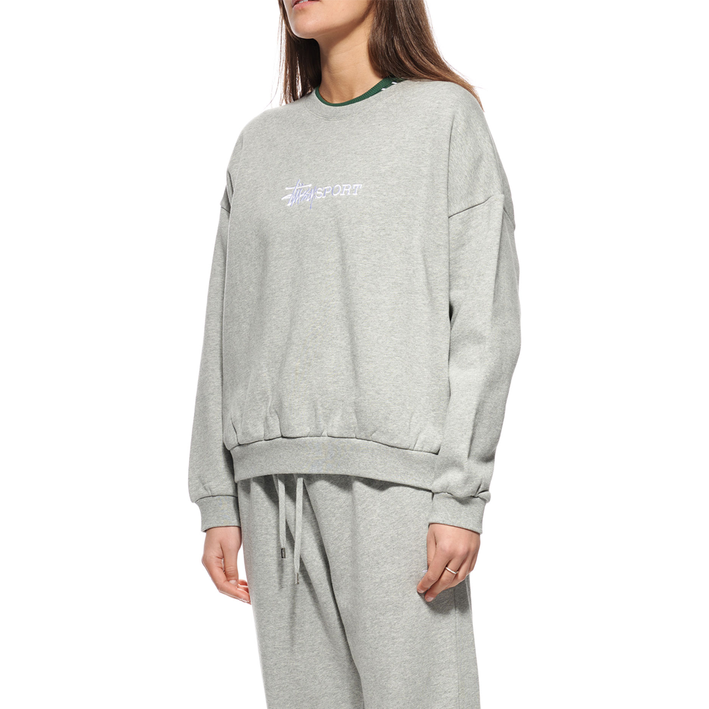 STUSSY SPORT OS WOMENS CREW - GREY MARLE 4 STUSSY SPORT OS WOMENS CREW - GREY MARLE - Image 2