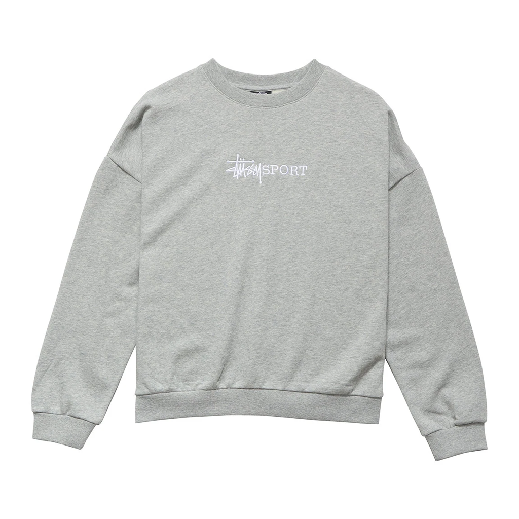 STUSSY SPORT OS WOMENS CREW - GREY MARLE 3 STUSSY SPORT OS WOMENS CREW - GREY MARLE