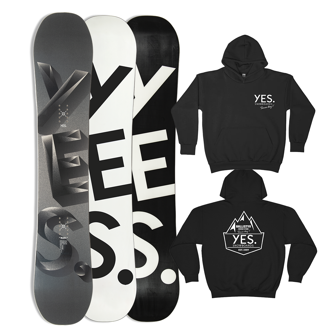 Yes! YES BASIC 2024 SNOWBOARD PLUS FREE YES X BALLISTYX HOODIE! 2 Yes! YES BASIC 2024 SNOWBOARD PLUS FREE YES X BALLISTYX HOODIE!